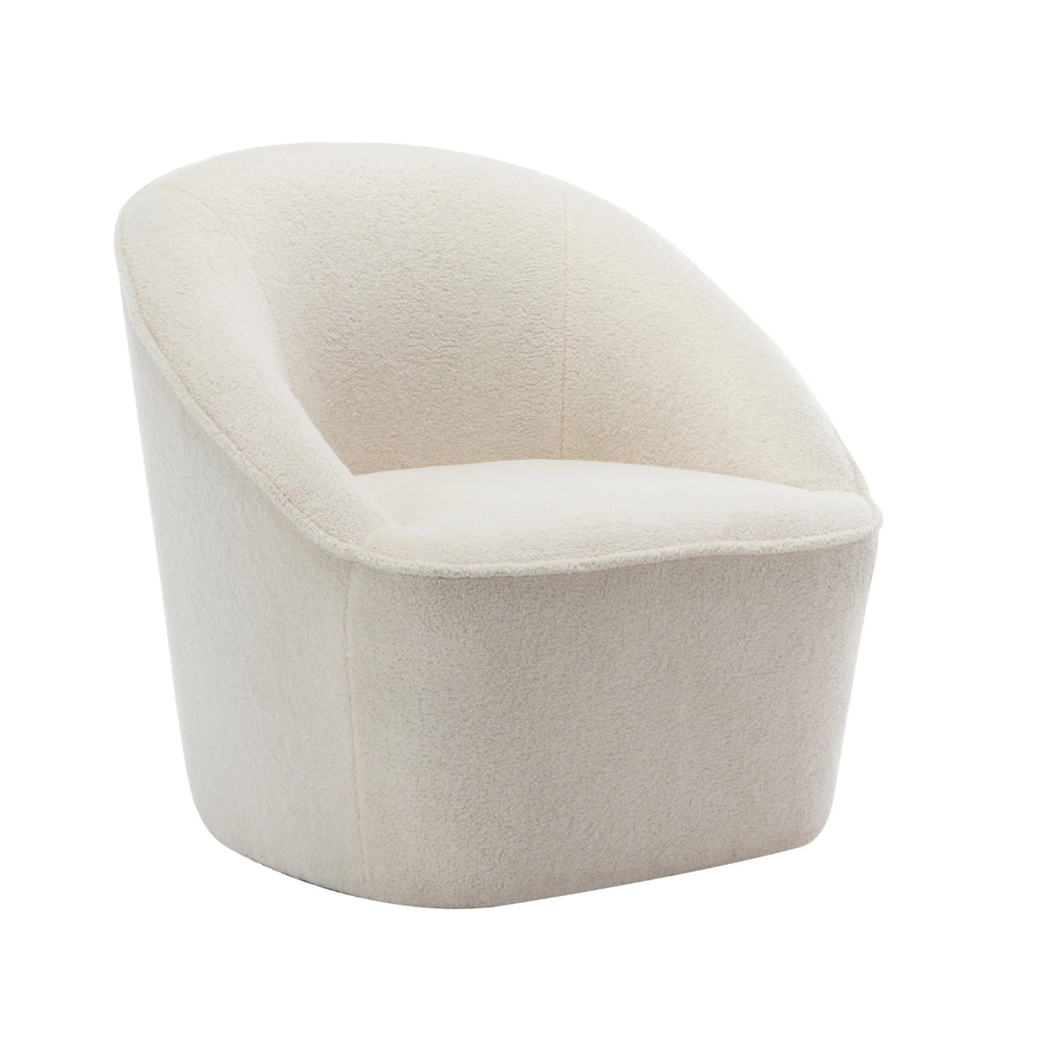 Eluxury Modern White Boucle Swivel Lounge Chair - image-7