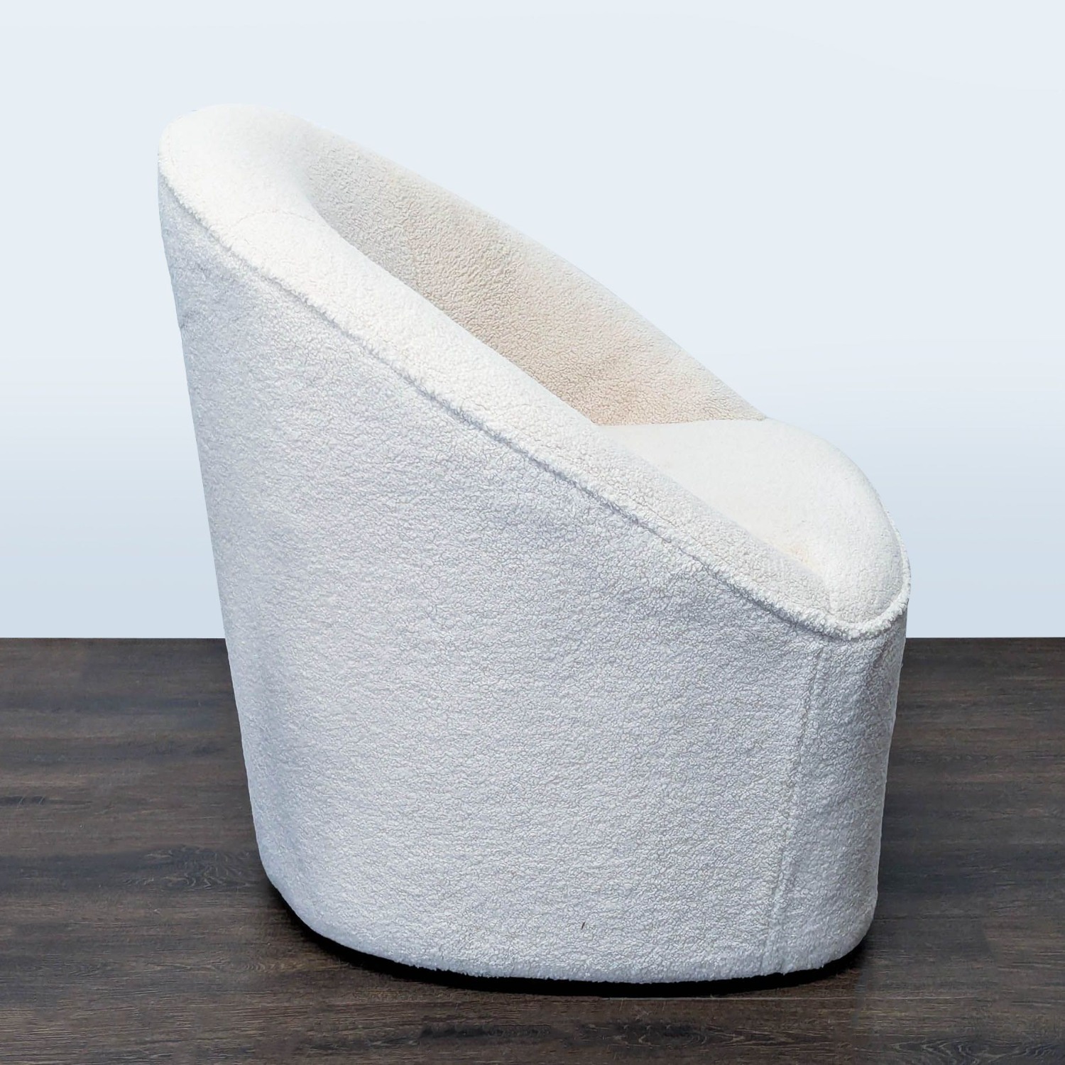 Eluxury Modern White Boucle Swivel Lounge Chair - image-3