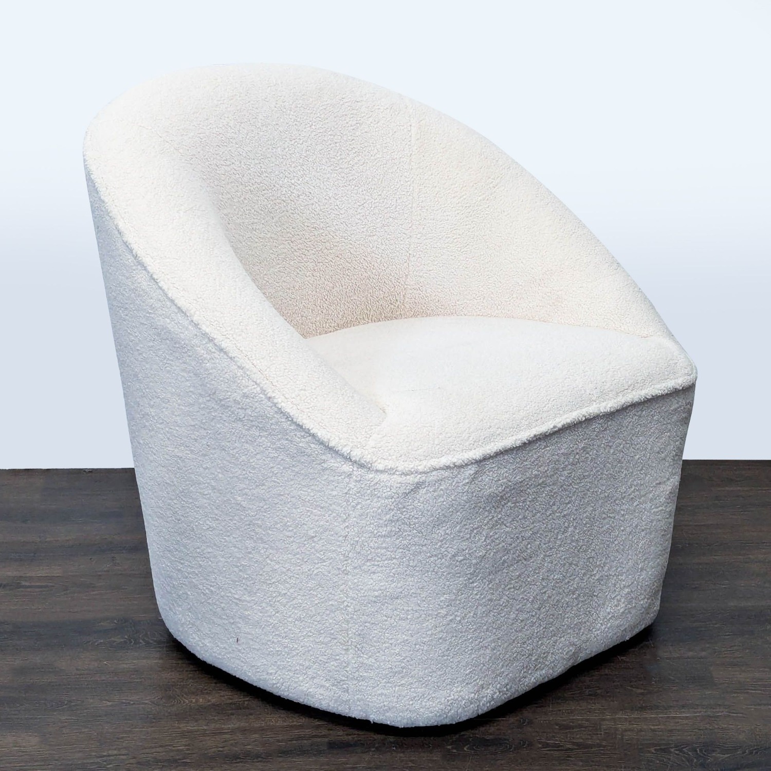 Eluxury Modern White Boucle Swivel Lounge Chair - image-2