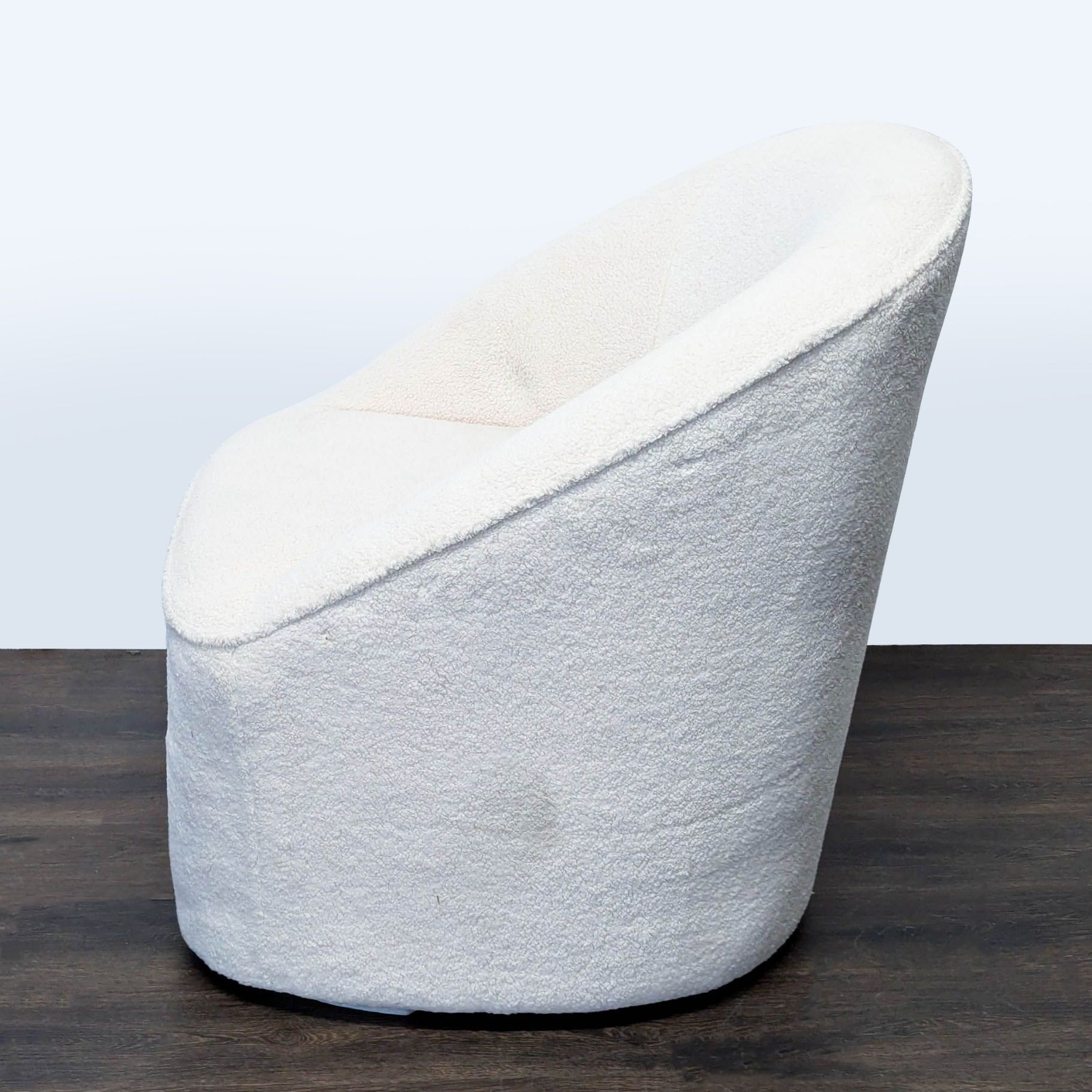 Eluxury Modern White Boucle Swivel Lounge Chair - image-5