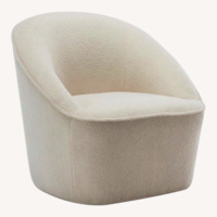 Eluxury Modern White Boucle Swivel Lounge Chair
