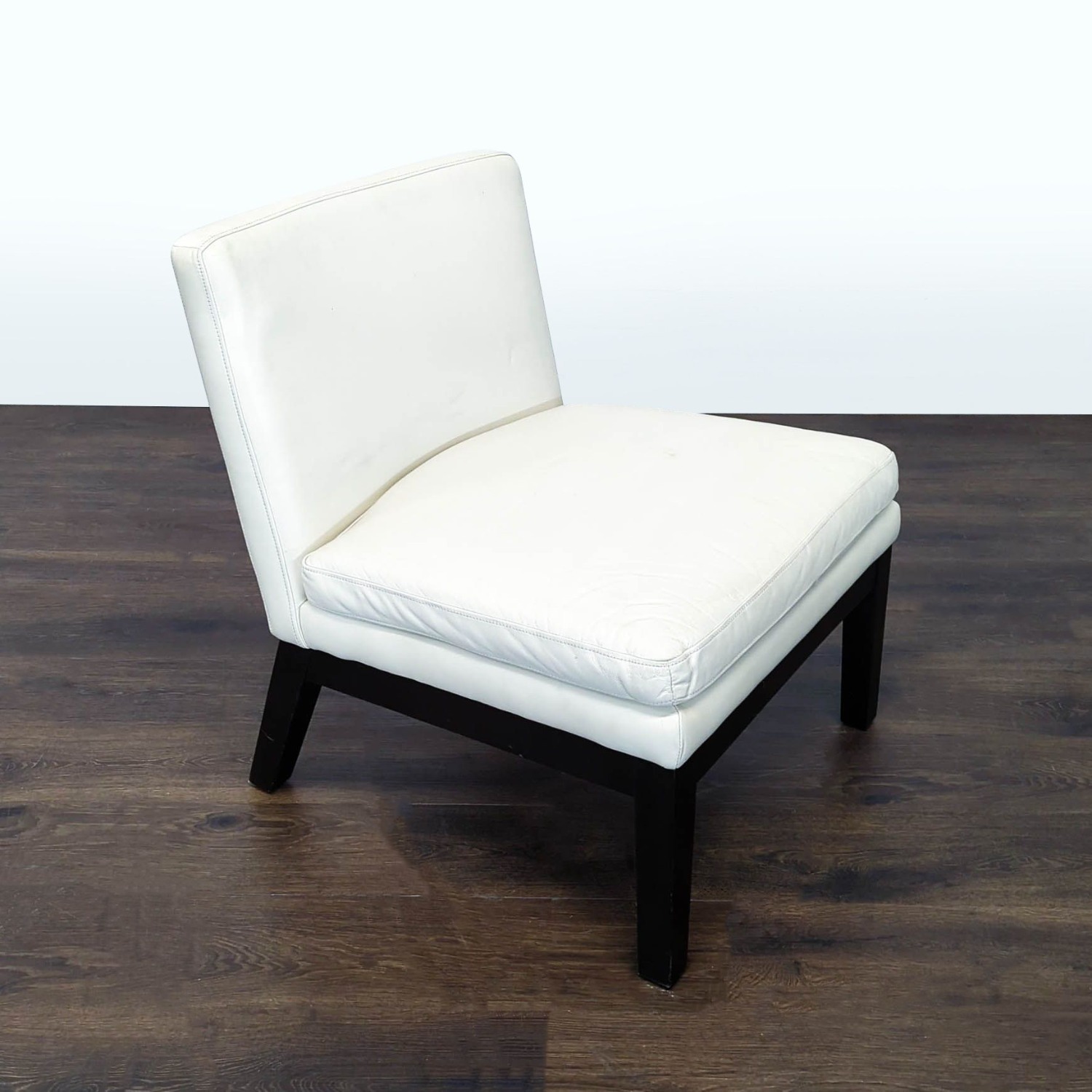 Modern White Armless Faux Leather Lounge Chair  - image-1