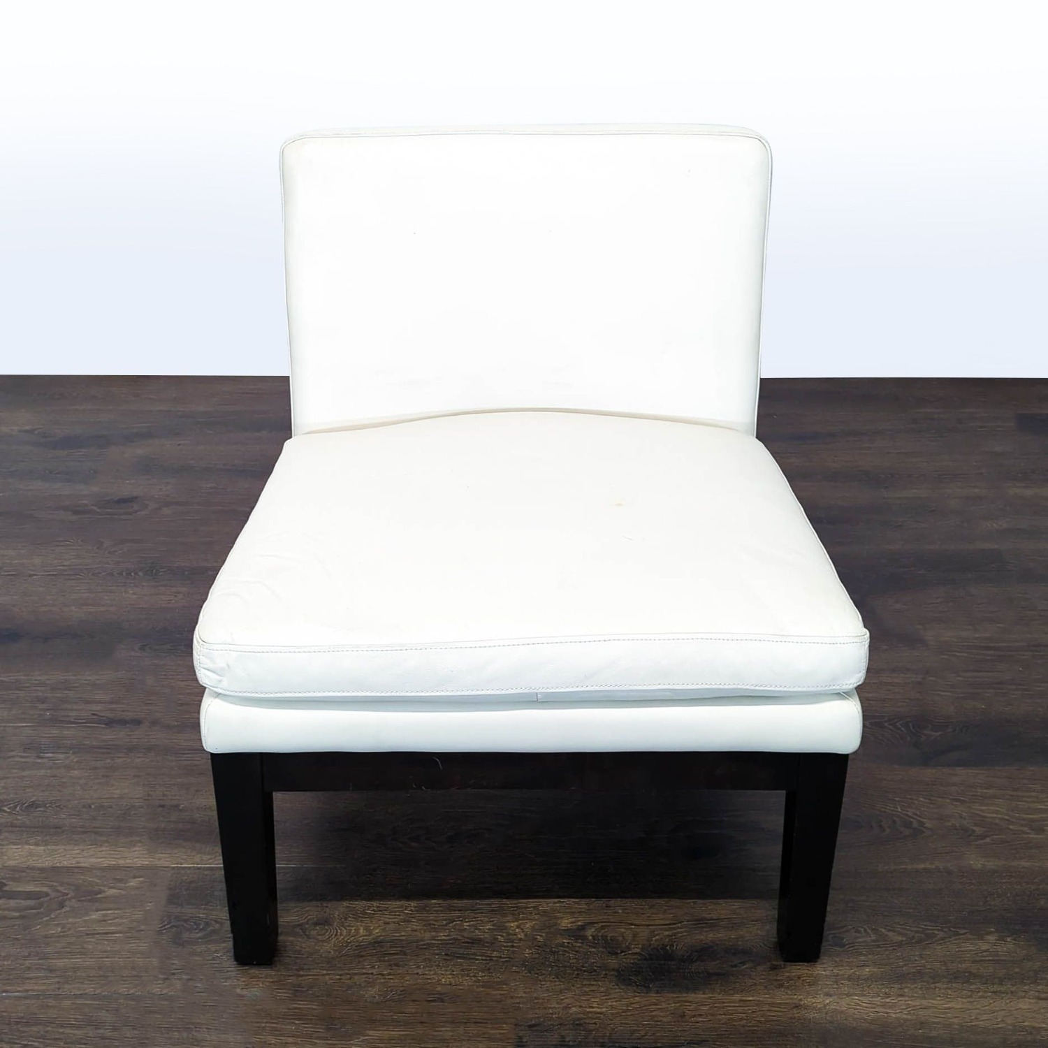 Modern White Armless Faux Leather Lounge Chair  - image-2