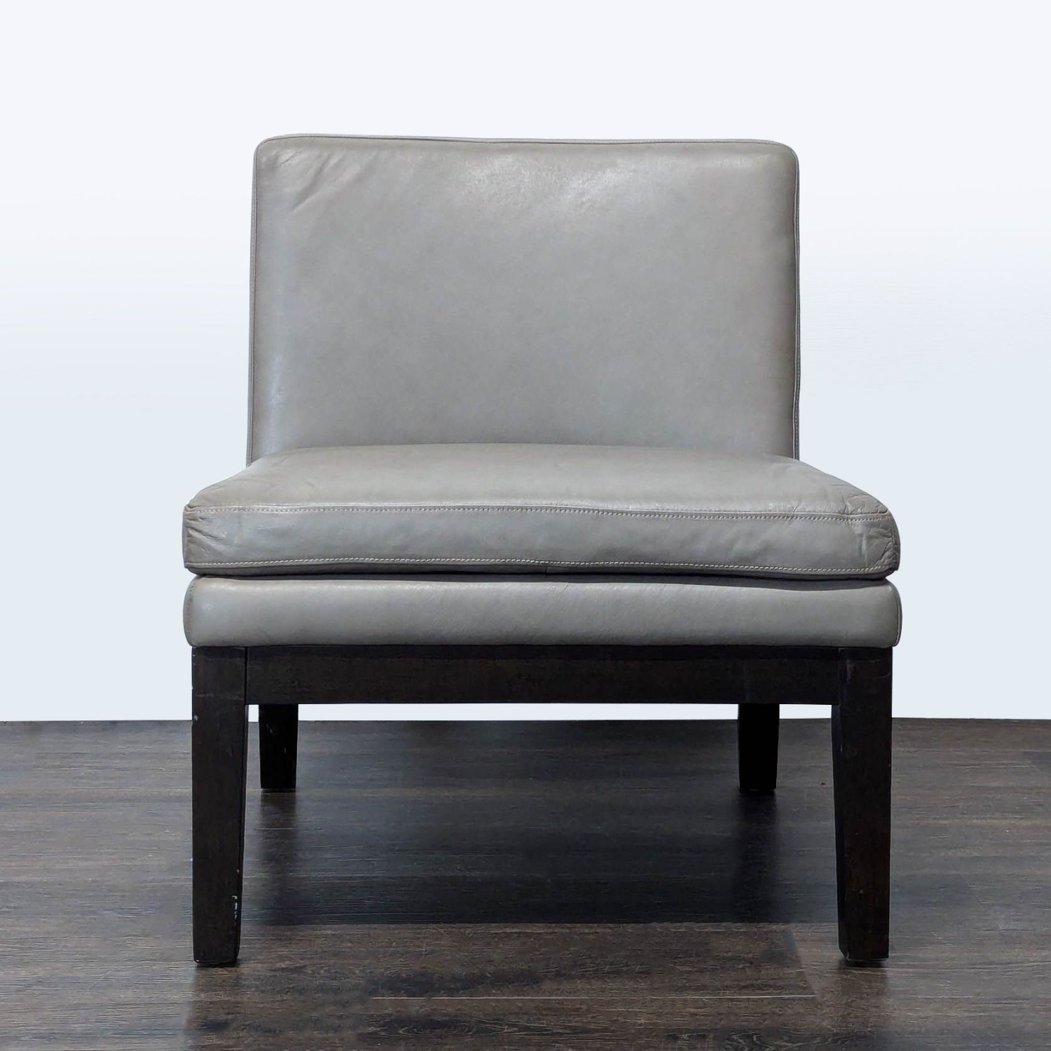 West Elm Modern Gray Leather Slipper Chair  - image-1