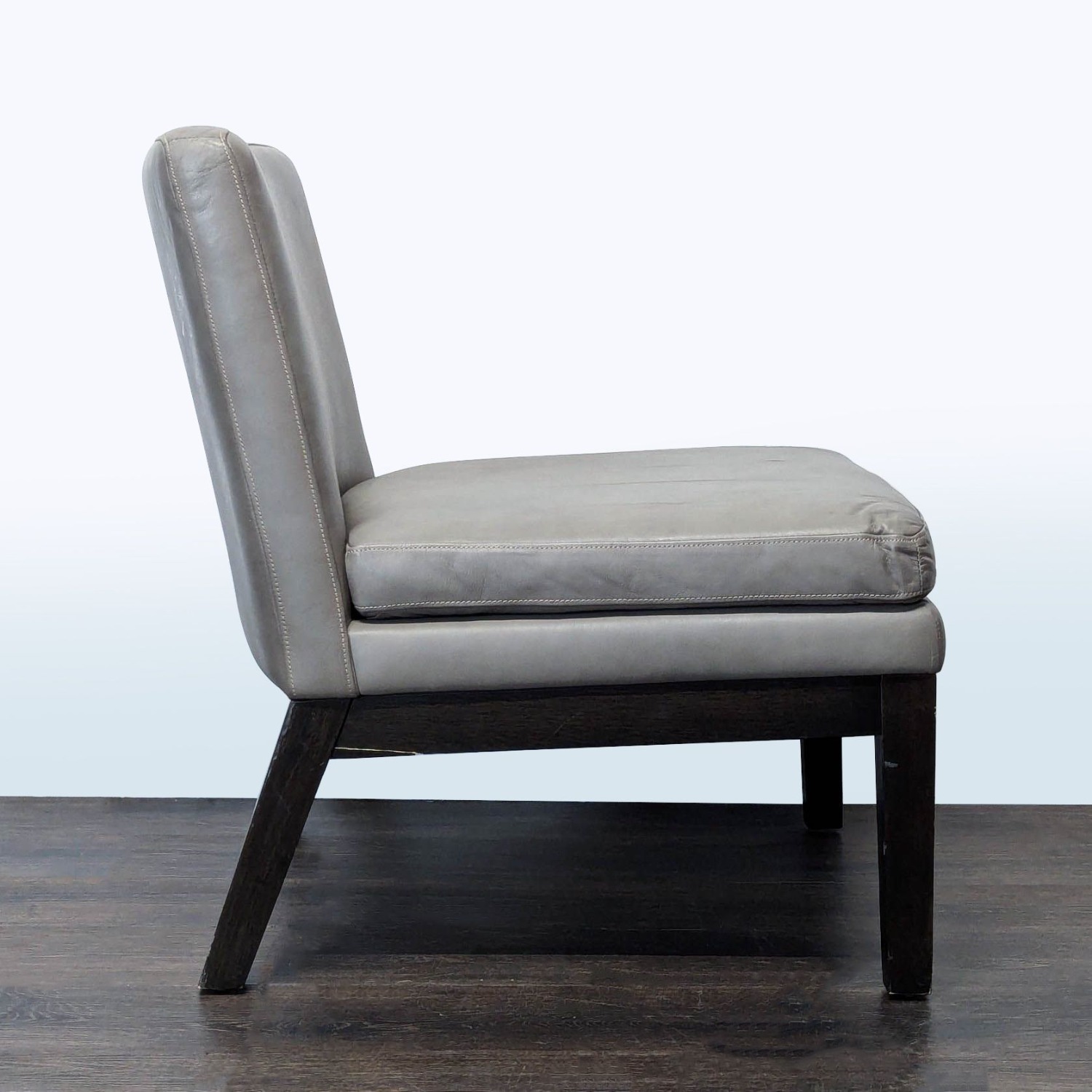 West Elm Modern Gray Leather Slipper Chair  - image-3