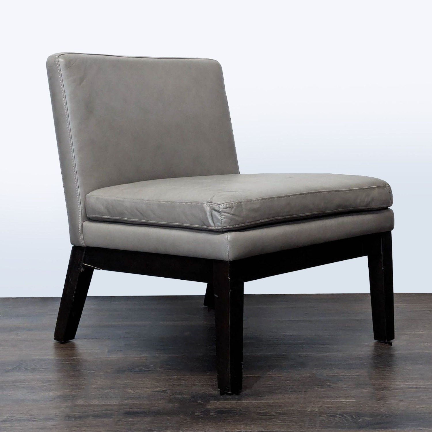 West Elm Modern Gray Leather Slipper Chair  - image-2