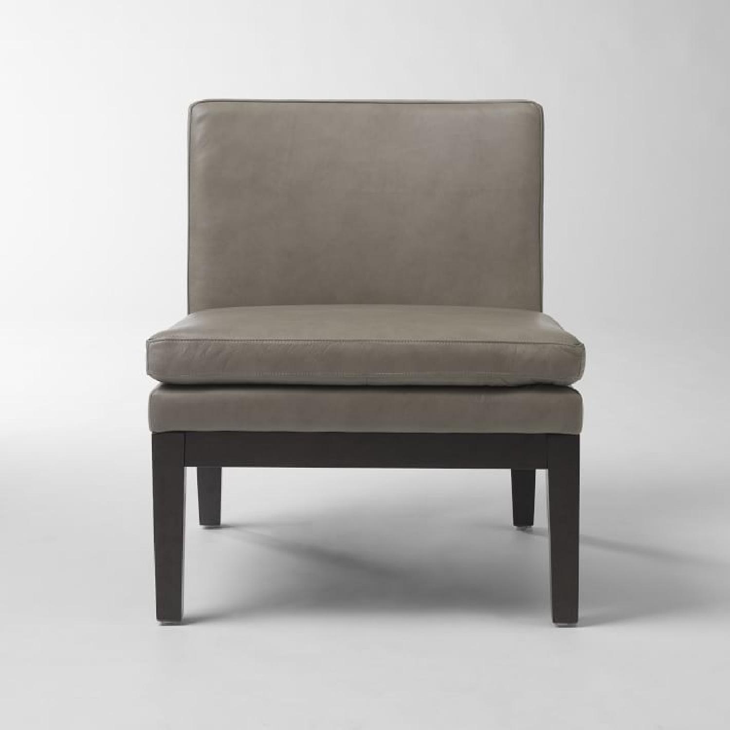 West Elm Modern Gray Leather Slipper Chair  - image-6