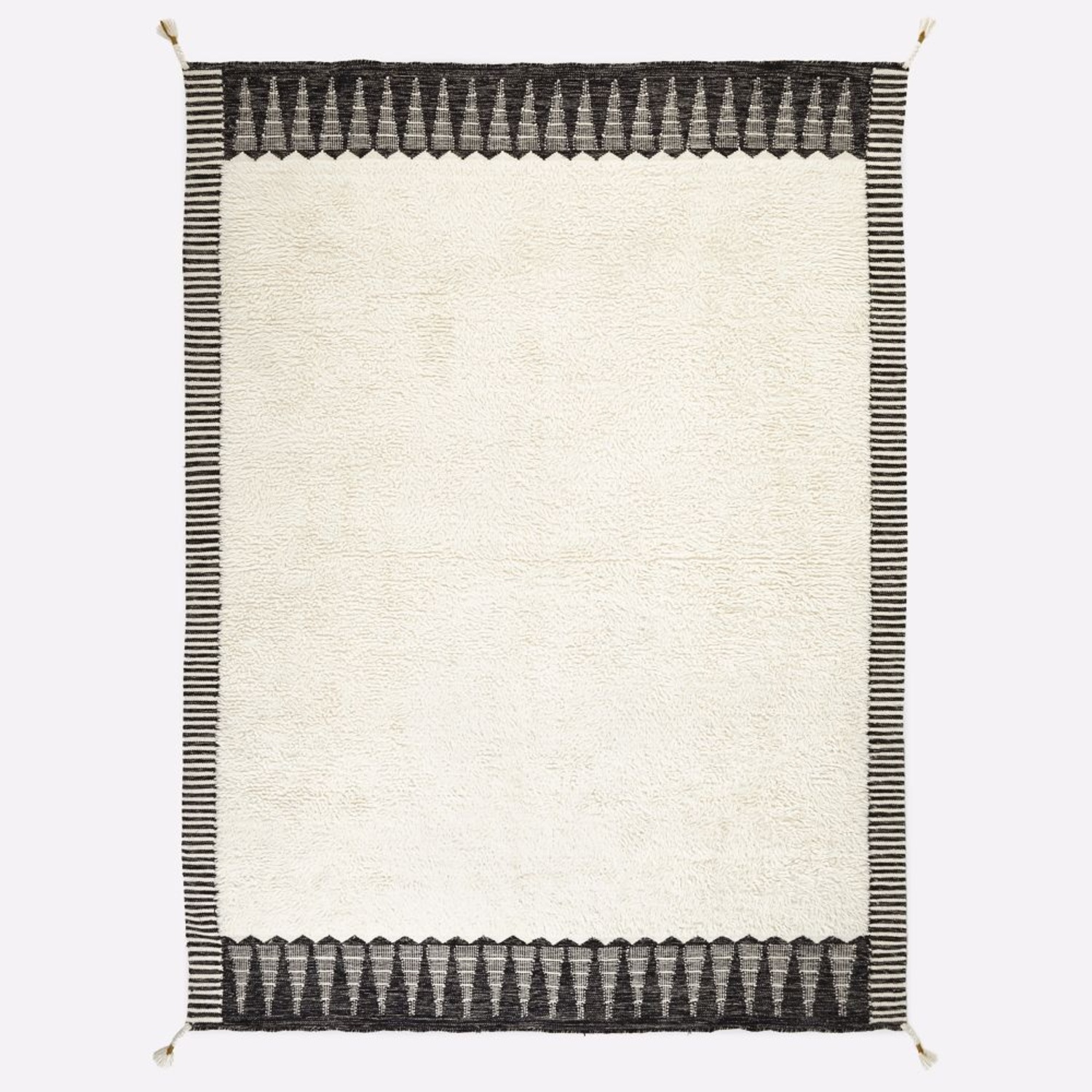 West Elm Ikat 5'x8' Black and White Shag Rug  - image-8