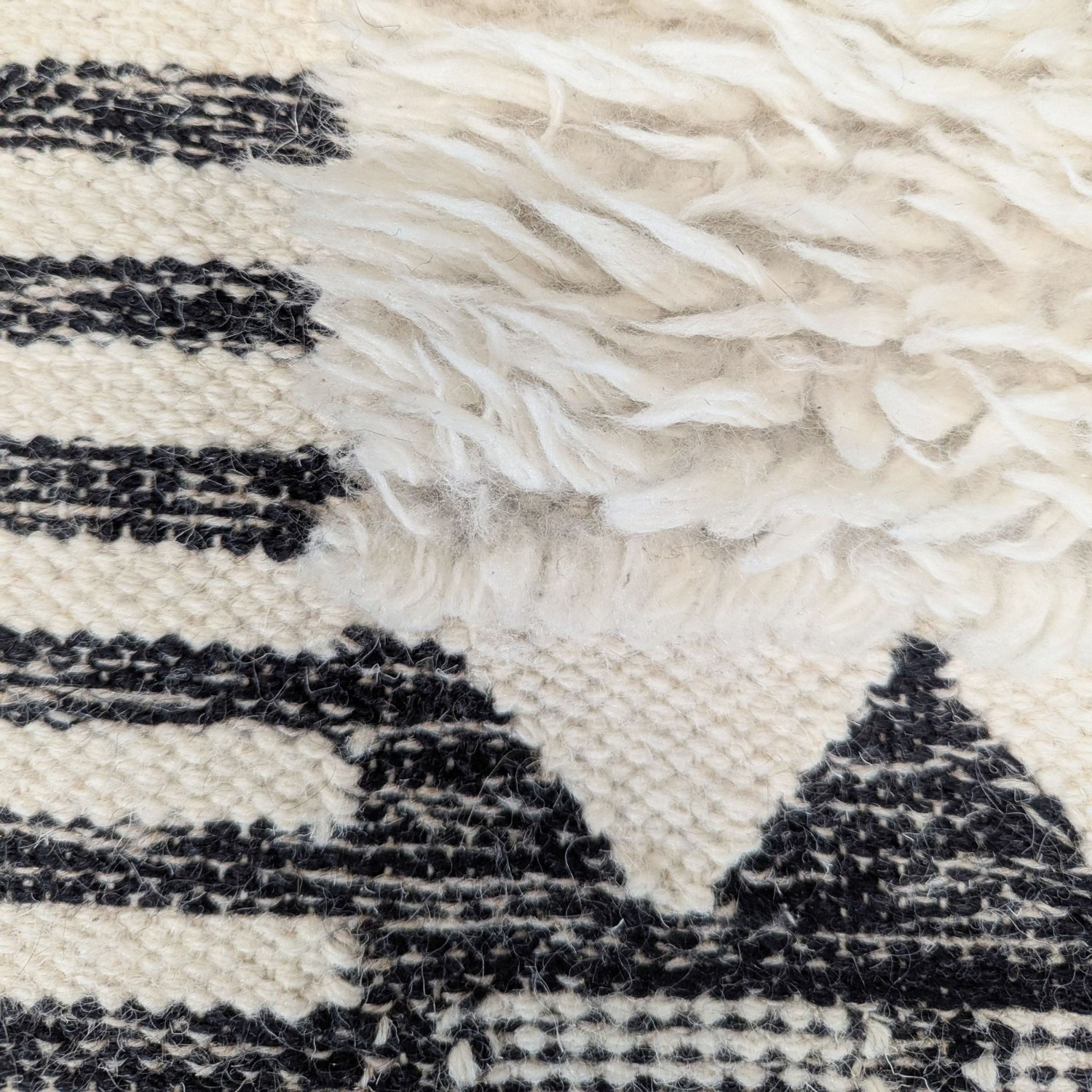 West Elm Ikat 5'x8' Black and White Shag Rug  - image-5