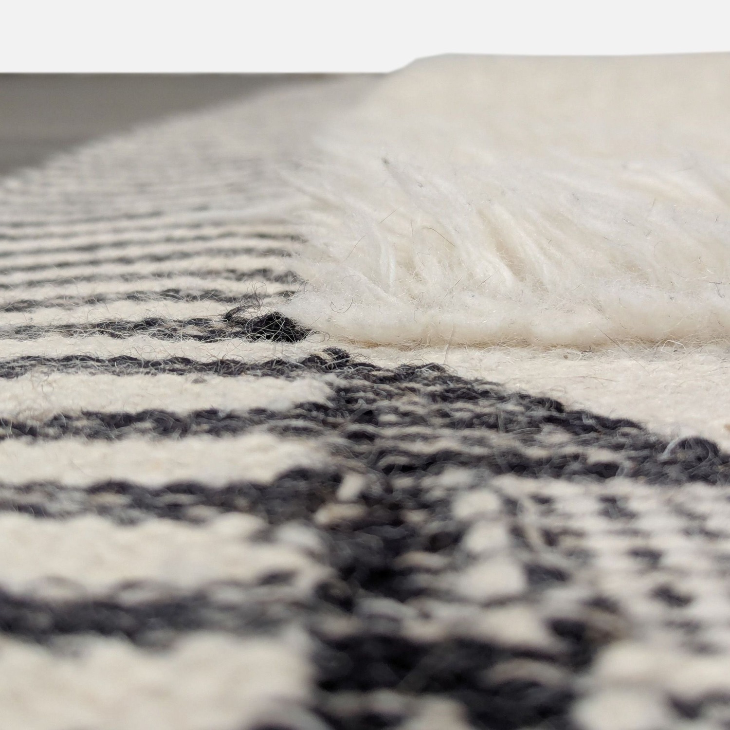 West Elm Ikat 5'x8' Black and White Shag Rug  - image-4