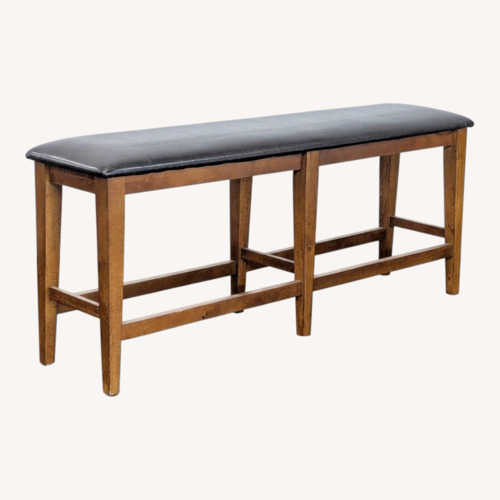 Used Wood Bench with Faux Leather Seat	 for sale on AptDeco