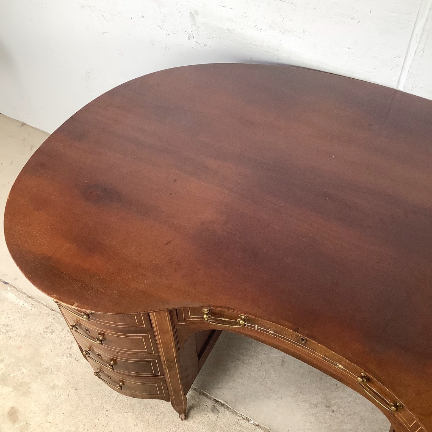 Antique Edwardian Mahogany Kidney Desk - image-4