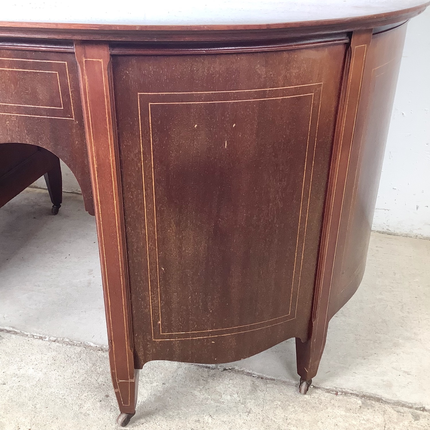Antique Edwardian Mahogany Kidney Desk - image-18