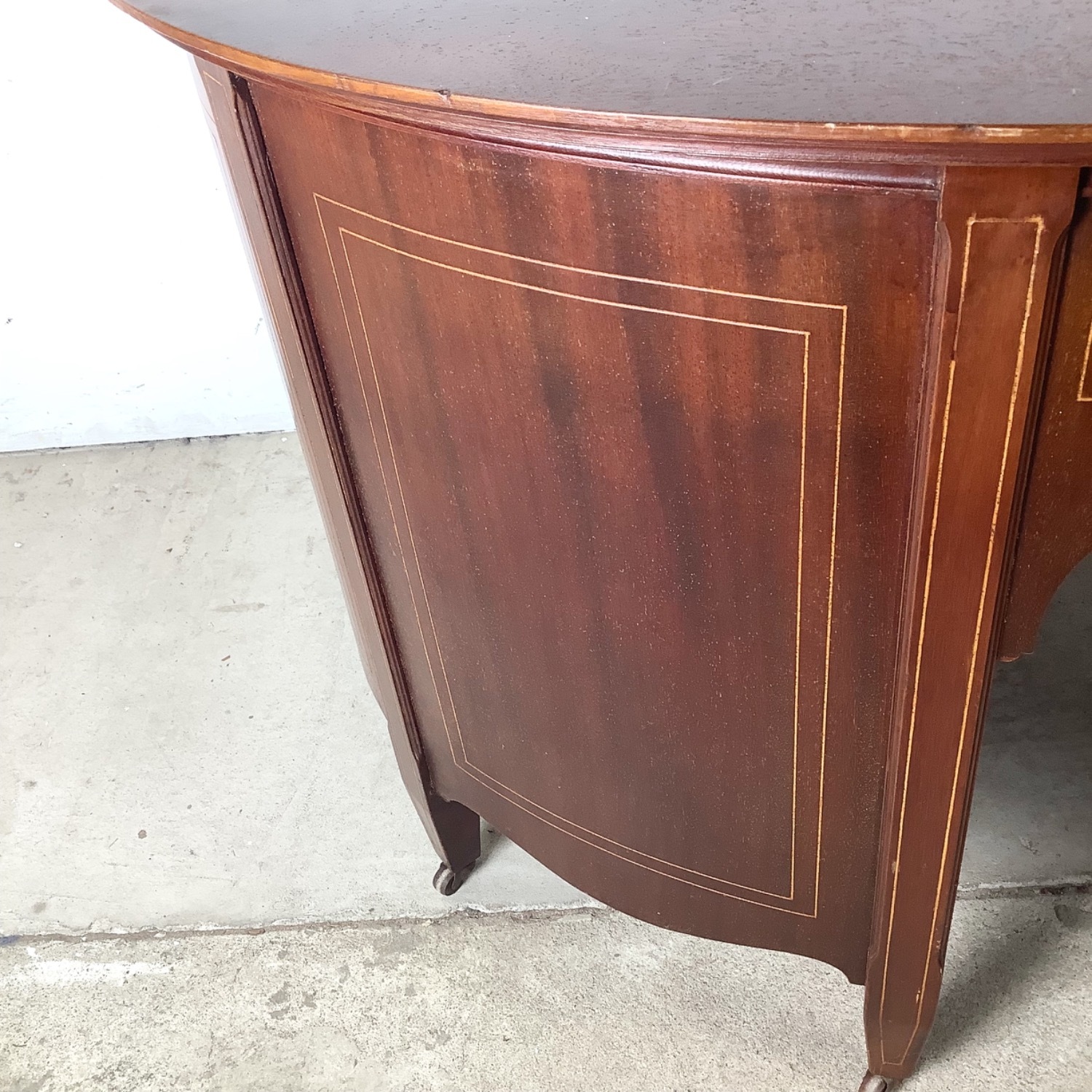 Antique Edwardian Mahogany Kidney Desk - image-20