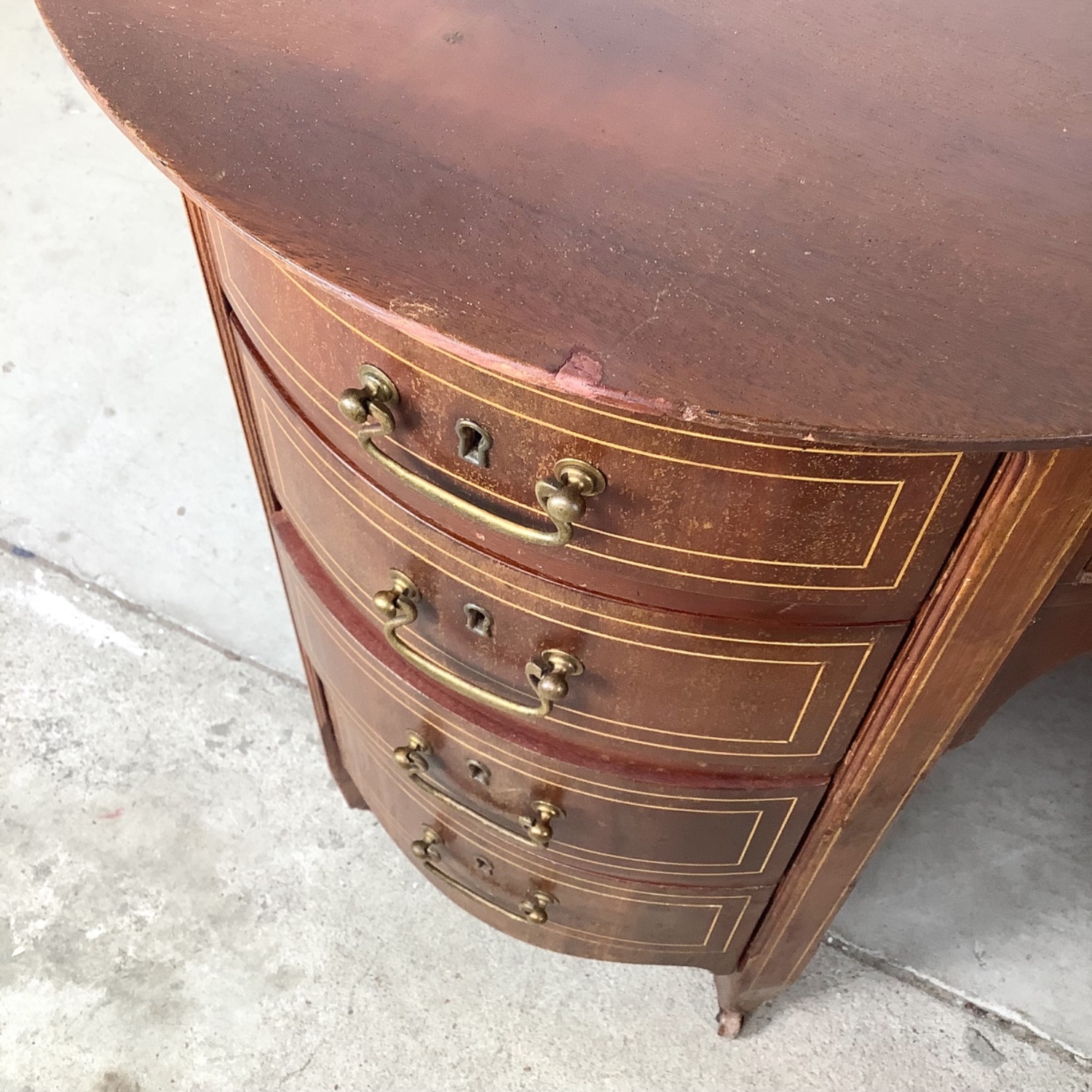 Antique Edwardian Mahogany Kidney Desk - image-24