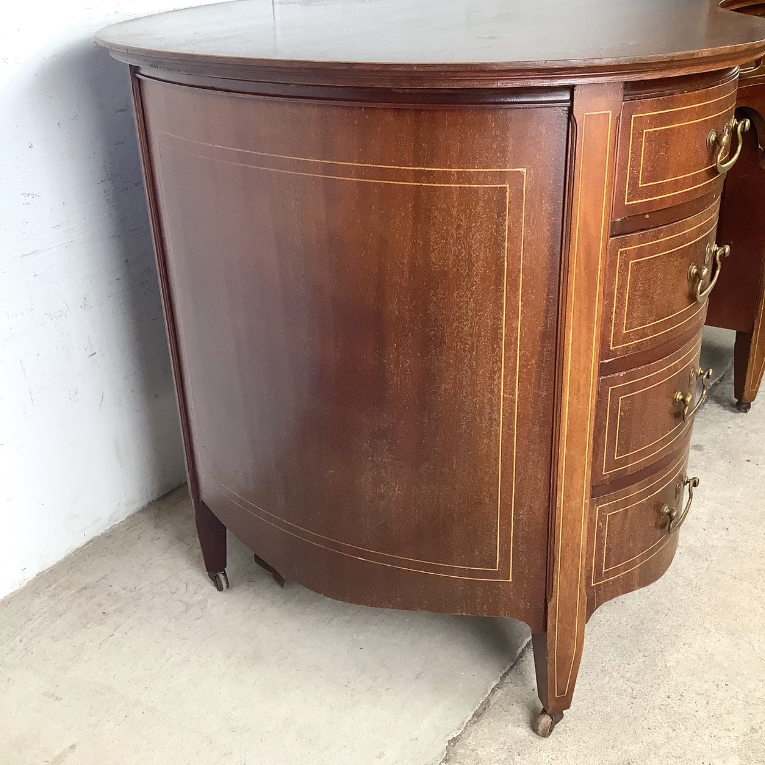 Antique Edwardian Mahogany Kidney Desk - image-11