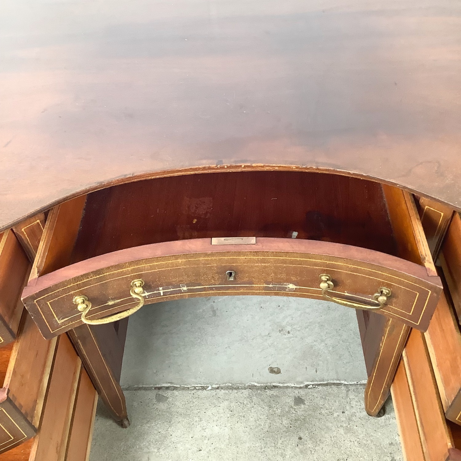 Antique Edwardian Mahogany Kidney Desk - image-16