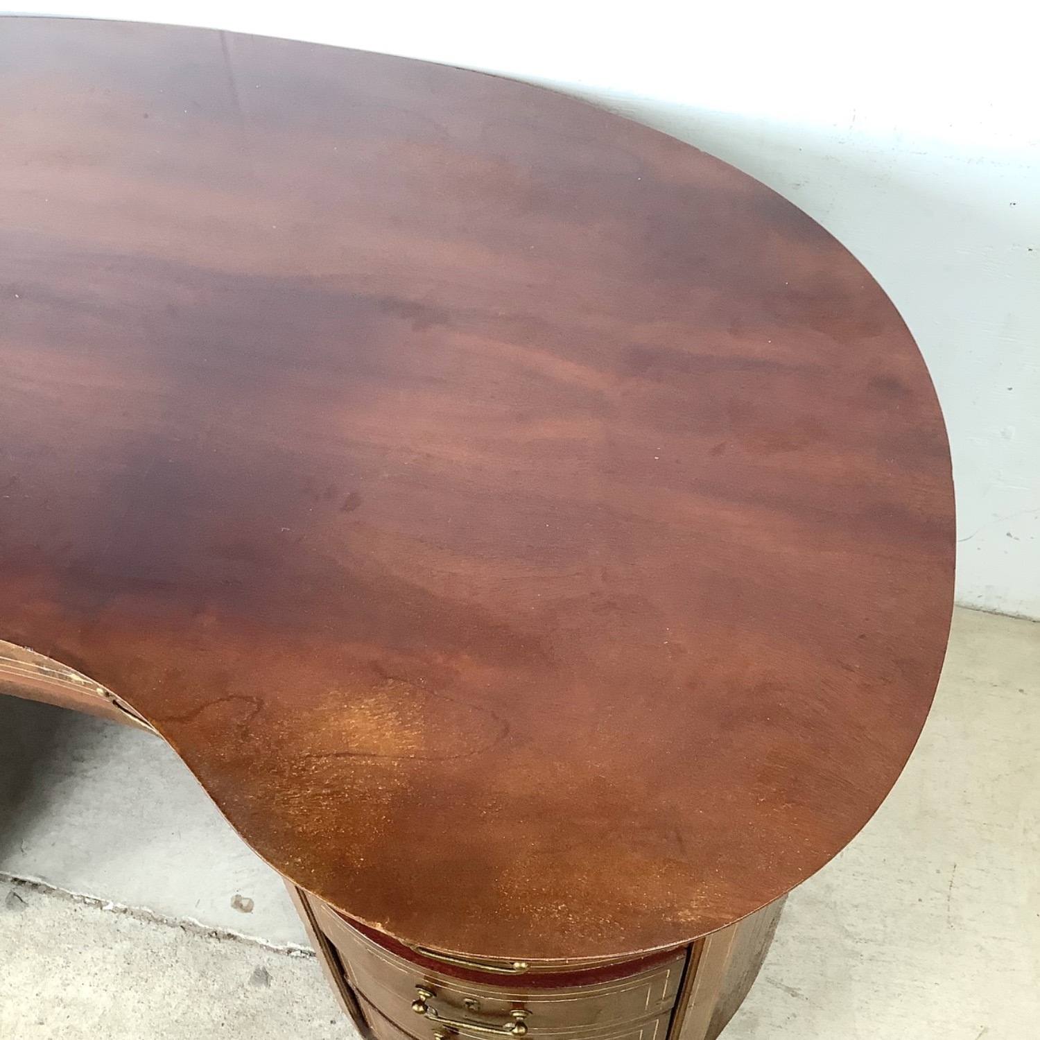 Antique Edwardian Mahogany Kidney Desk - image-5