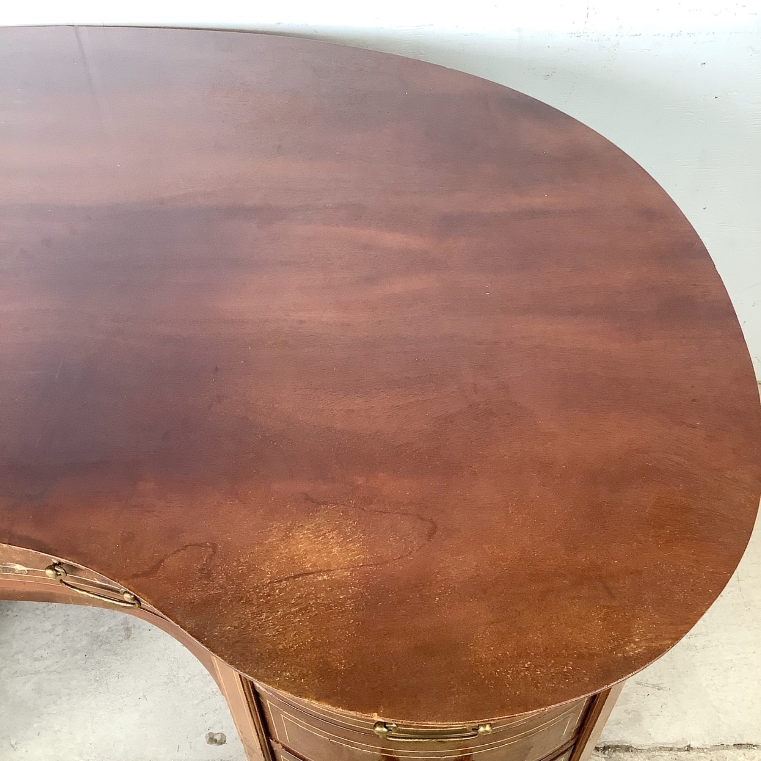 Antique Edwardian Mahogany Kidney Desk - image-22