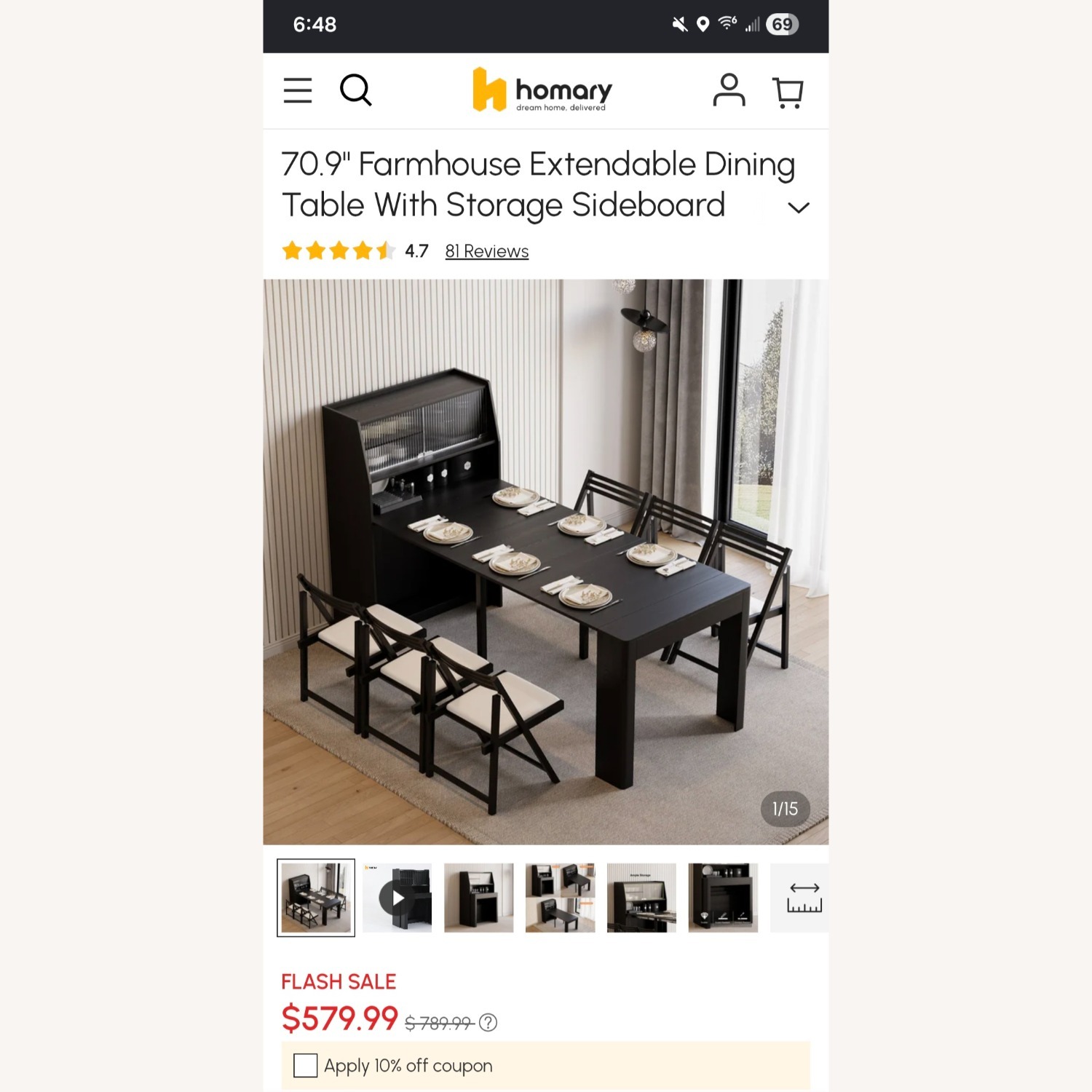 70.9” Extendable Farmhouse Dining Table - image-1