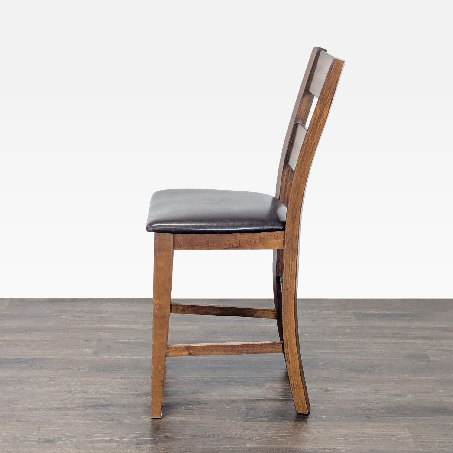 Wooden Bar Stool with Faux Leather Seat	 - image-4