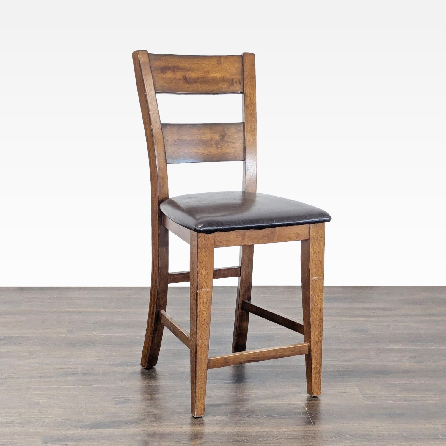 Wooden Bar Stool with Faux Leather Seat	 - image-2