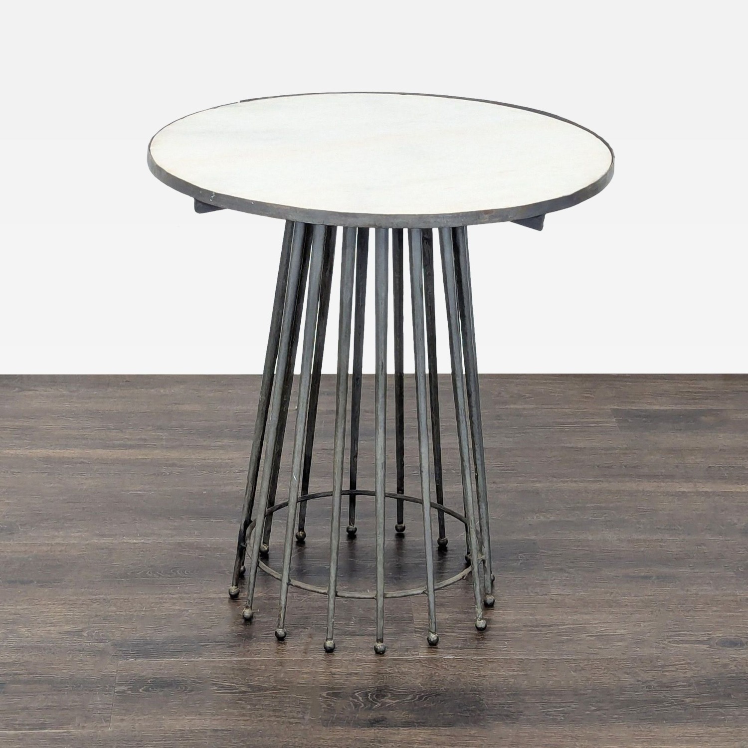 Marble Top Needle Table on Metal Base	 - image-1