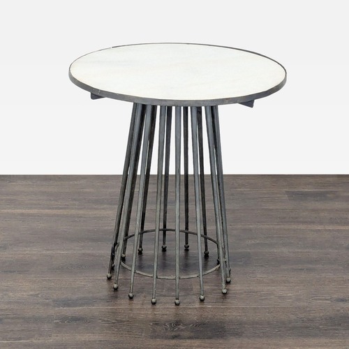 Used Marble Top Needle Table on Metal Base	 for sale on AptDeco