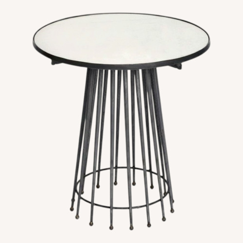 Used Marble Top Needle Table on Metal Base	 for sale on AptDeco