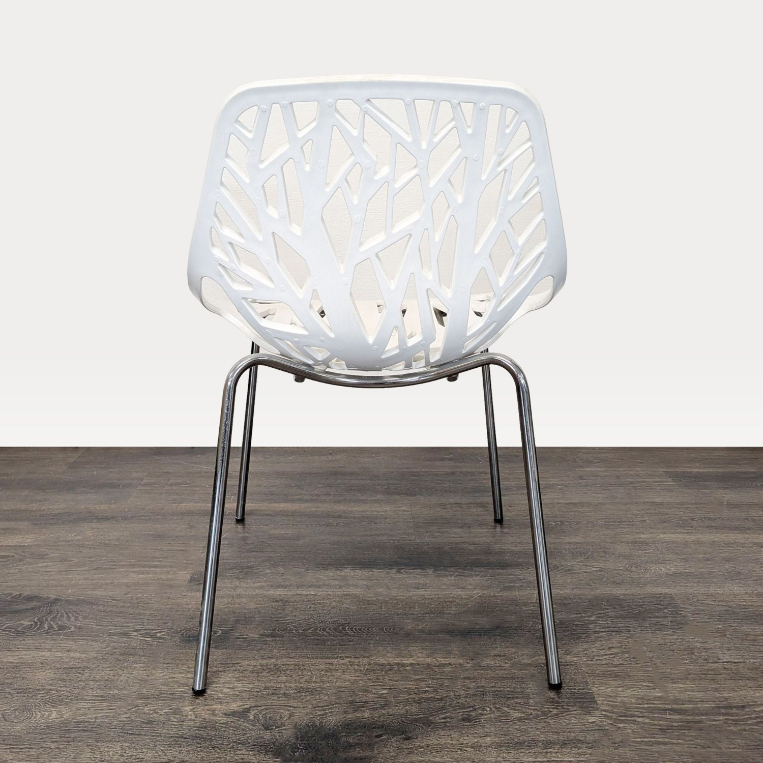 Set of 4 Modern White Tree-Pattern Dining Chairs - image-4