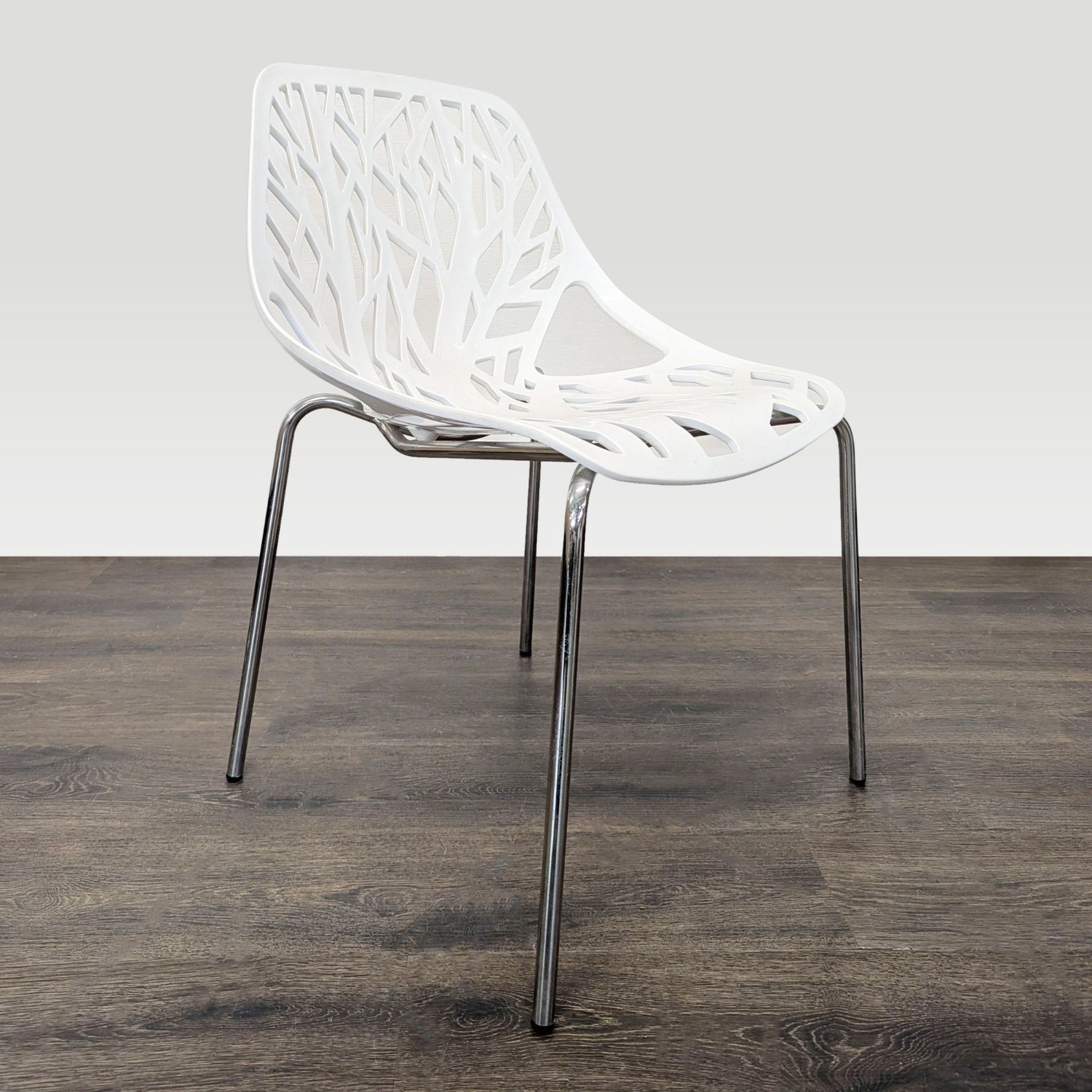 Set of 4 Modern White Tree-Pattern Dining Chairs - image-2