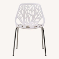 Set of 4 Modern White Tree-Pattern Dining Chairs