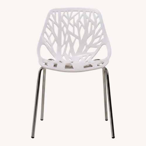 Used Set of 4 Modern White Tree-Pattern Dining Chairs for sale on AptDeco