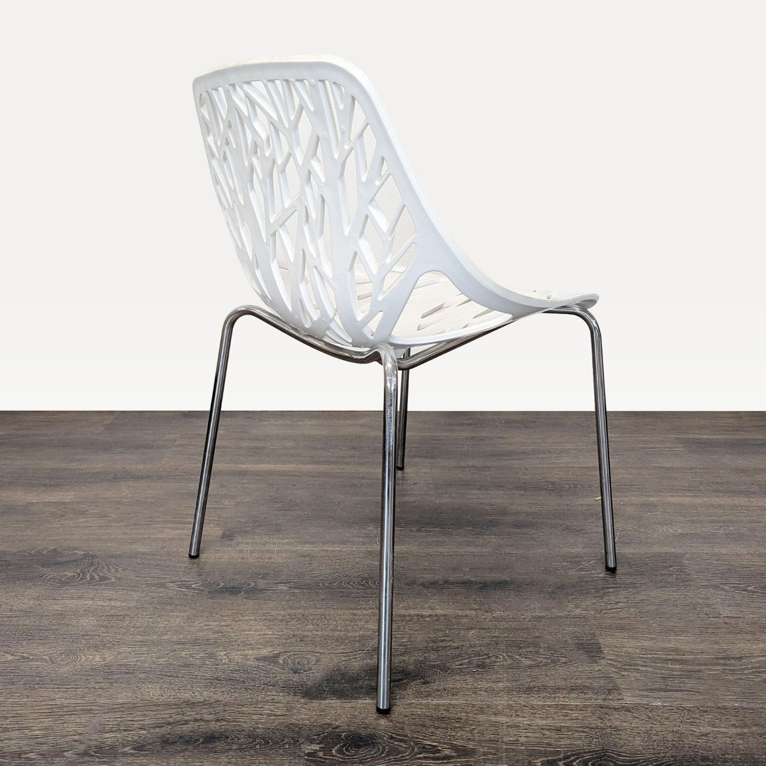Set of 4 Modern White Tree-Pattern Dining Chairs - image-3