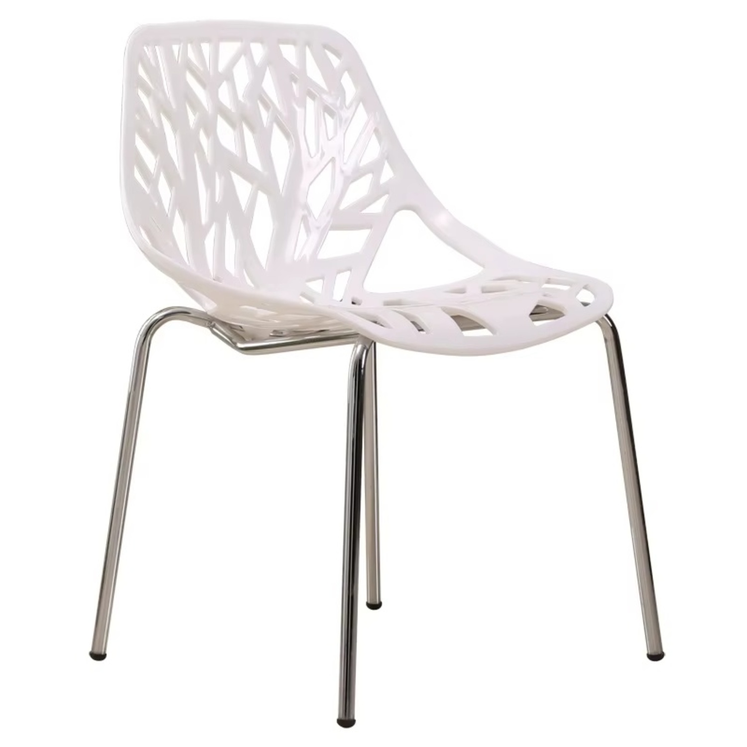 Set of 4 Modern White Tree-Pattern Dining Chairs - image-9