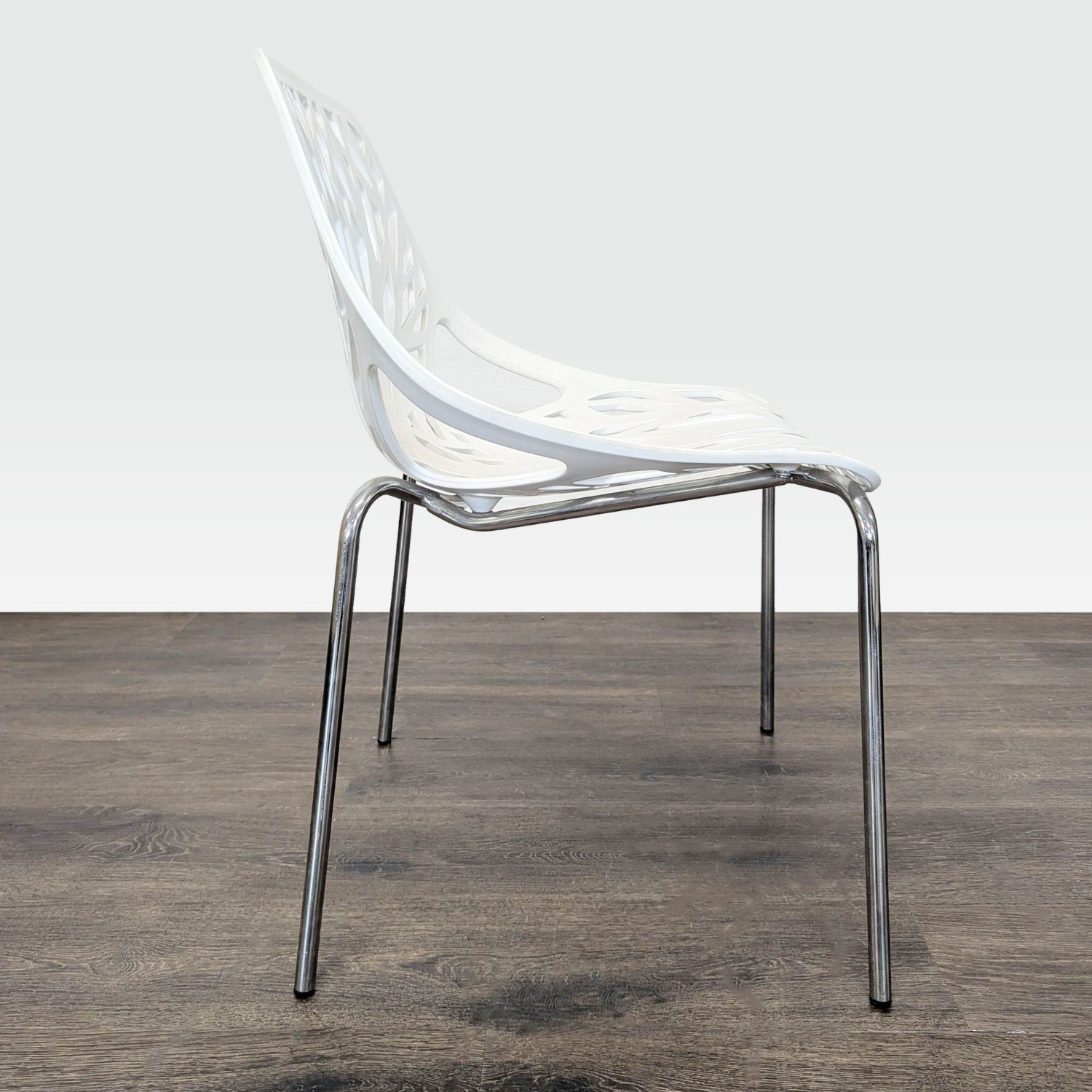 Set of 4 Modern White Tree-Pattern Dining Chairs - image-8