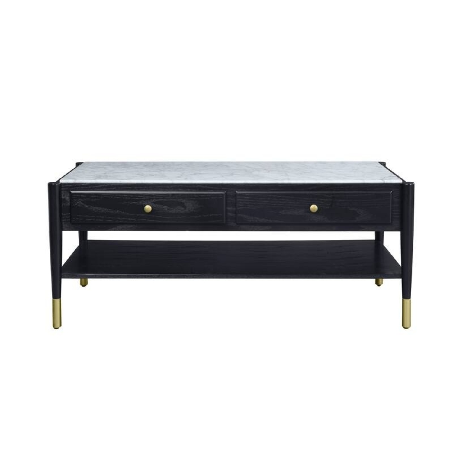 Two Drawer Wood Coffee Table with Marble Top	 - image-10