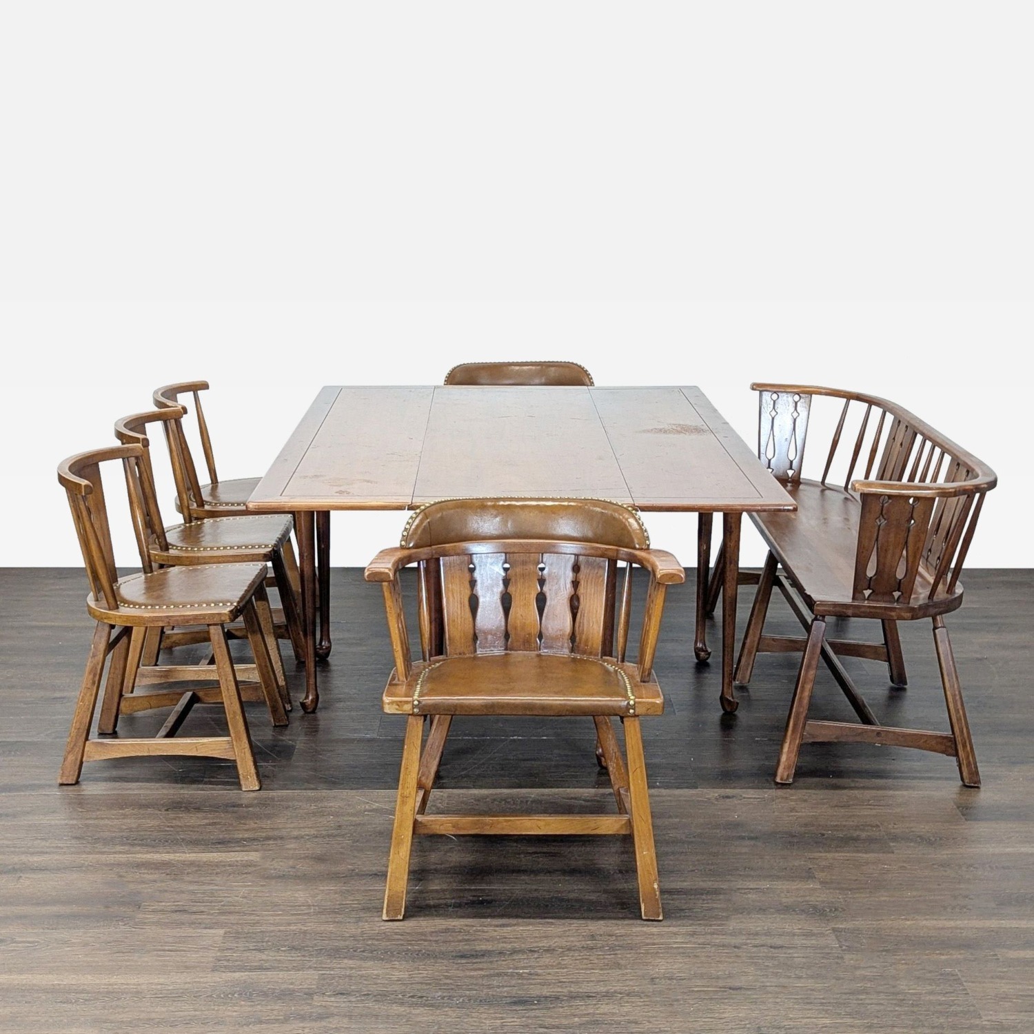 Rustic Wooden Dining Set with Table, 4 Chairs - image-1