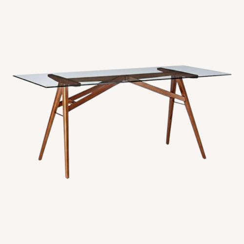 Used West Elm Jensen Transparent Glass Dining Table for sale on AptDeco