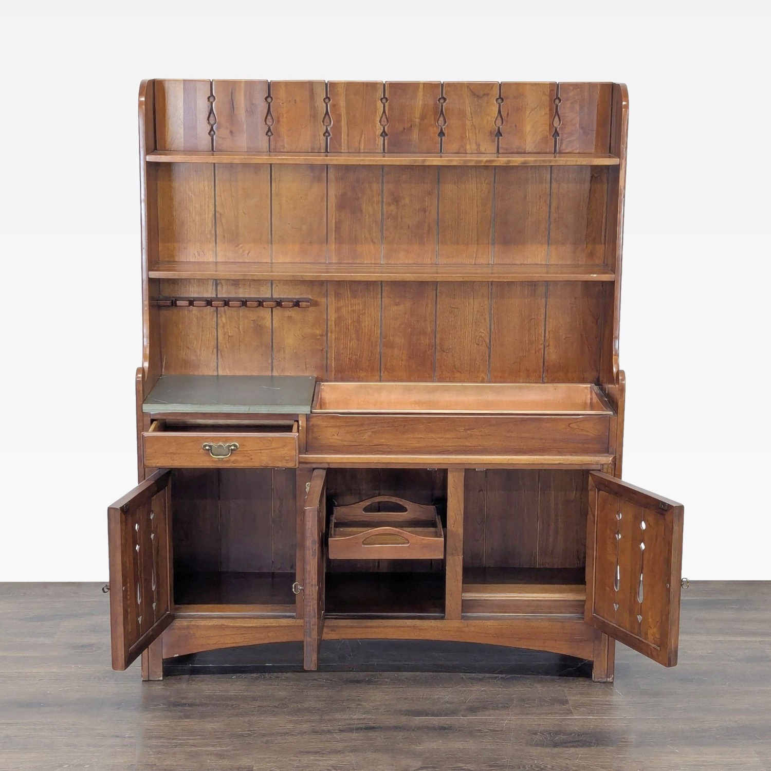 Vintage Link-Taylor Country Cherry Hutch - image-7