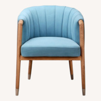 Moe's Light Blue Lounge Chair with Wood Frame 