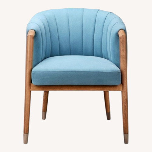 Used Moe's Light Blue Lounge Chair with Wood Frame  for sale on AptDeco