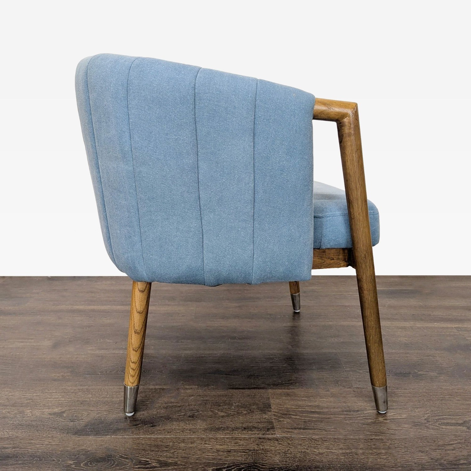 Moe's Light Blue Lounge Chair with Wood Frame  - image-3