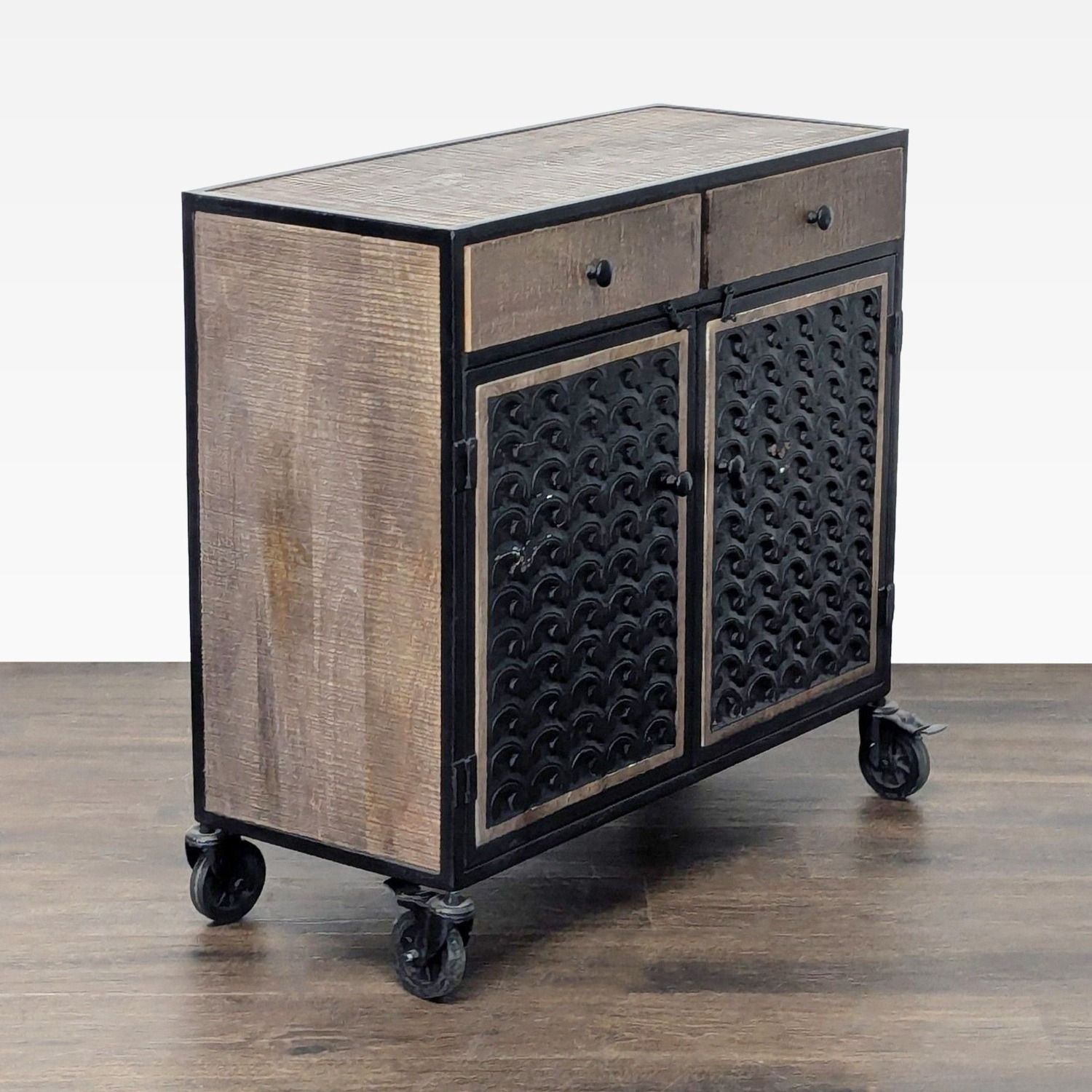 Steve Silver Two Drawer Storage Cabinet on Casters - image-3