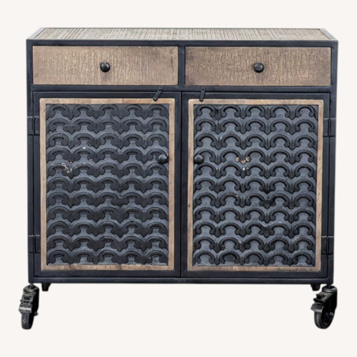 Used Steve Silver Two Drawer Storage Cabinet on Casters for sale on AptDeco