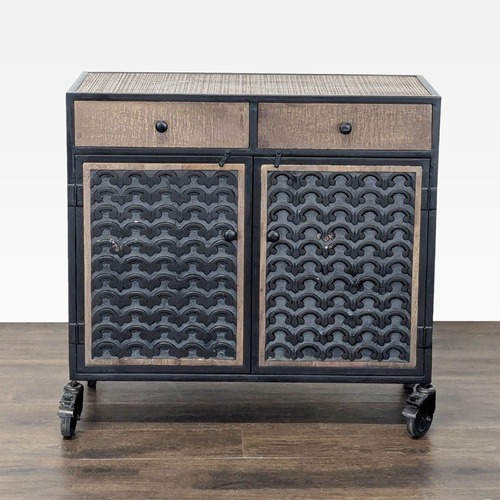 Used Steve Silver Two Drawer Storage Cabinet on Casters for sale on AptDeco