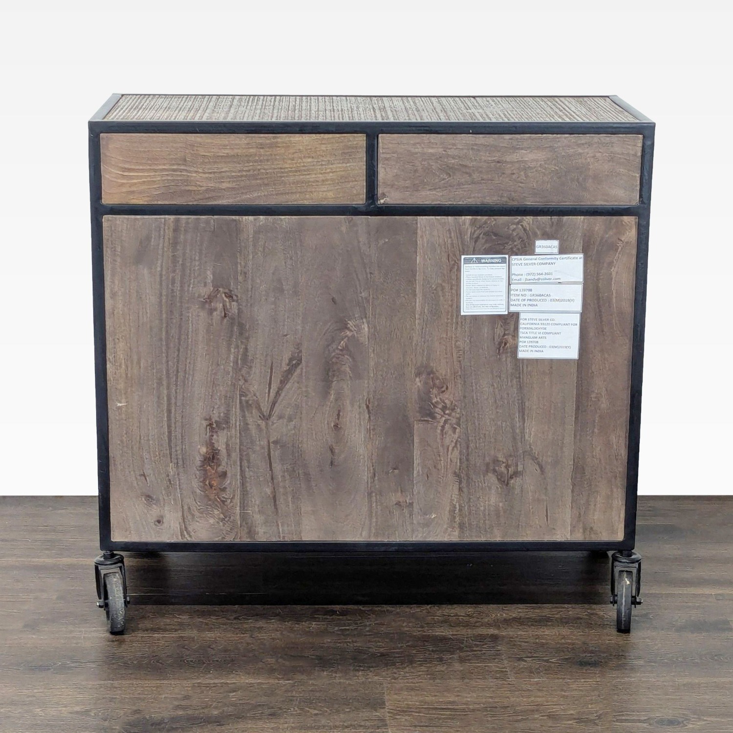 Steve Silver Two Drawer Storage Cabinet on Casters - image-7