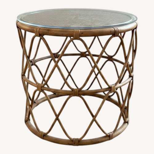 Used  Natural Rattan Side Table for sale on AptDeco