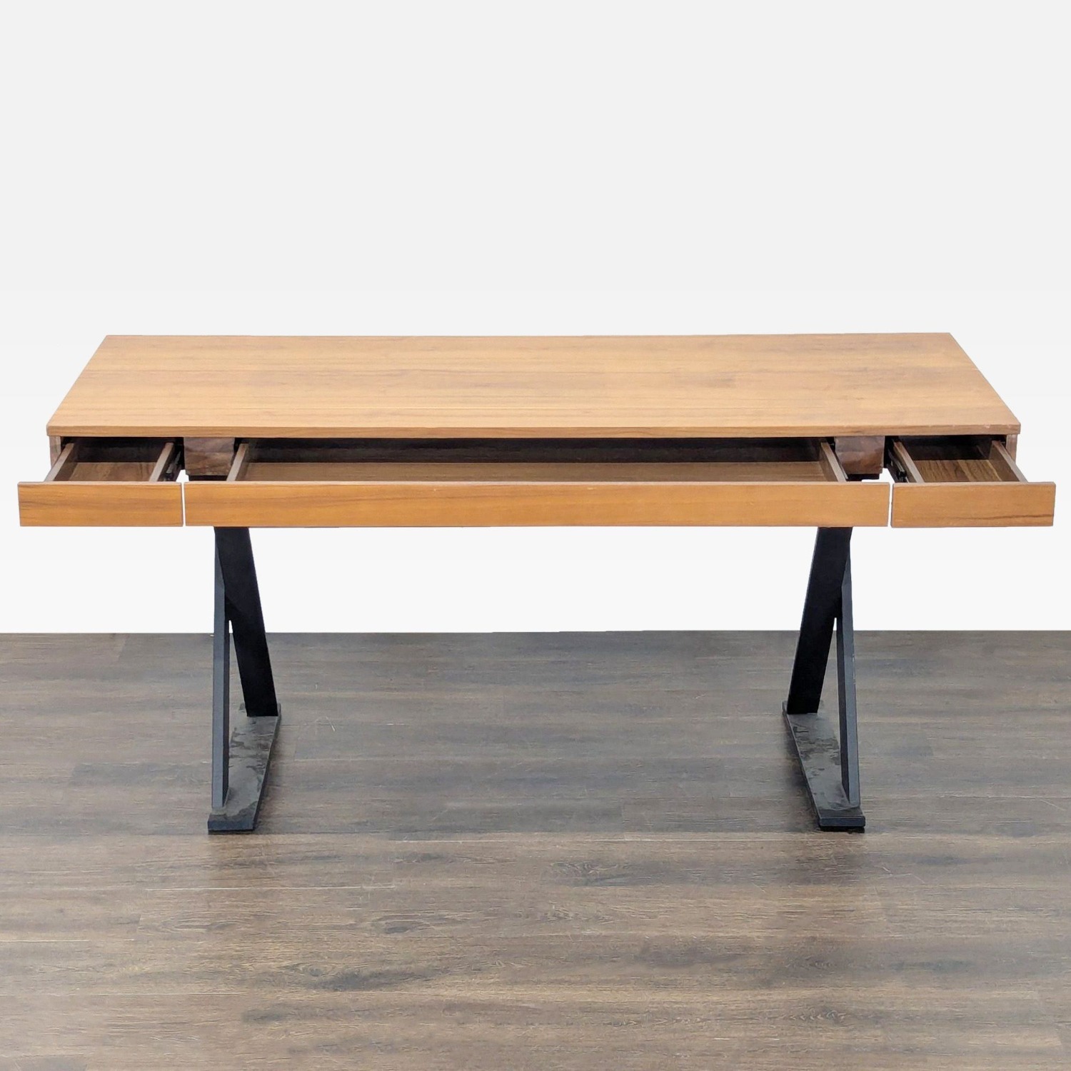 Moe's Industrial Style Desk with Solid Wood Top  - image-3