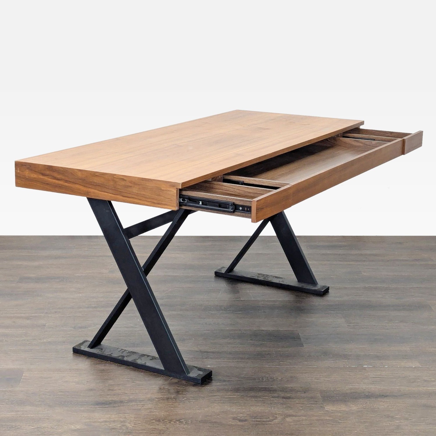 Moe's Industrial Style Desk with Solid Wood Top  - image-4